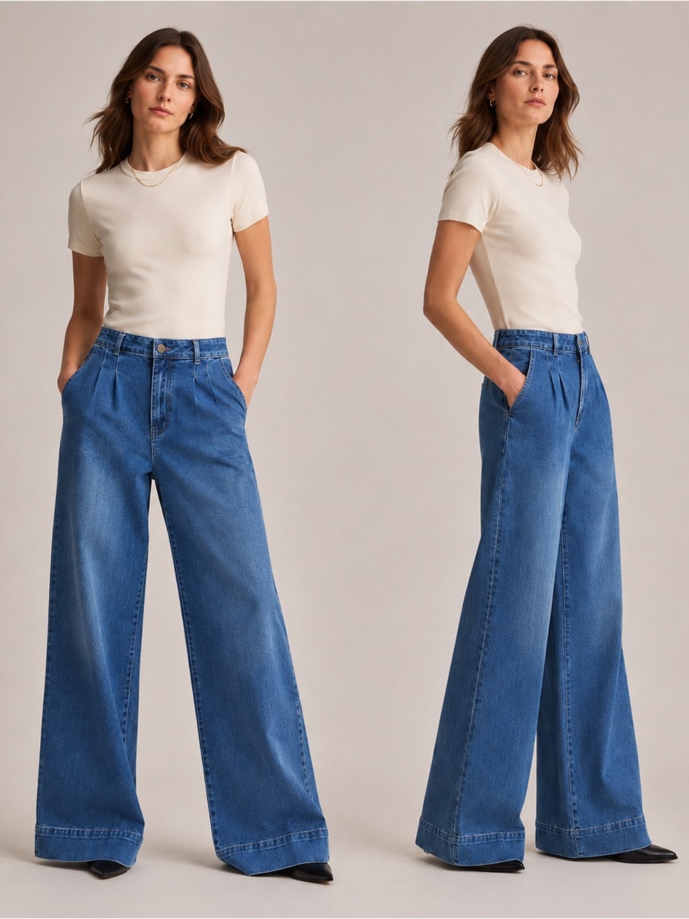 Bagatelle Collection High Rise Pleated Wide Leg Trouser Jeans Quiet Luxury Sz 31
